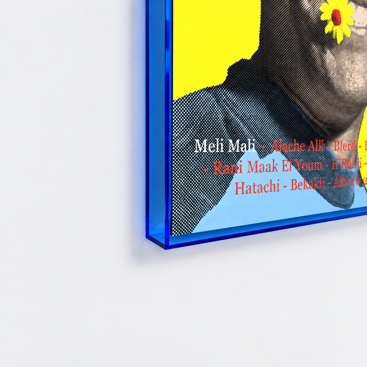 Cheb Mami, Lower frame detail, Neon blue acrylic frame